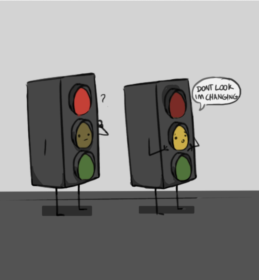 What did the red light say to the green light? Comic